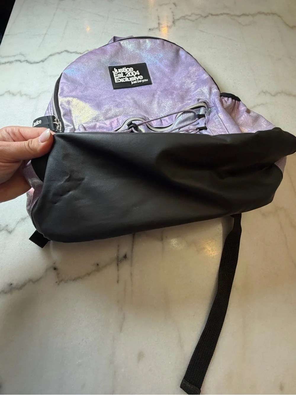 Justice Holographic Purple Kids Backpack